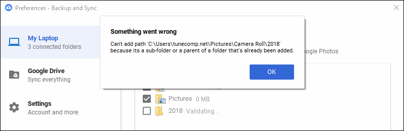 google drive synchronization error