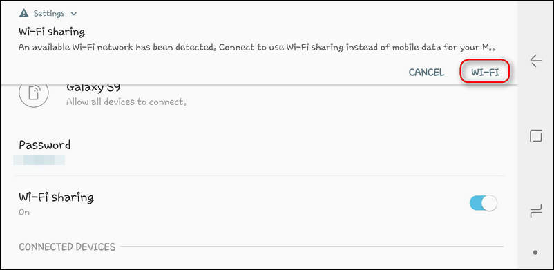 Wi-Fi sharing network detected