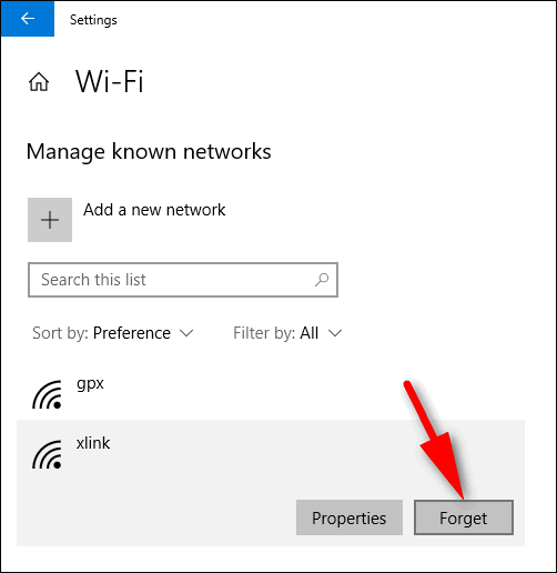 forget wi-fi network windows 10