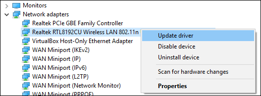 update Wi-Fi card driver