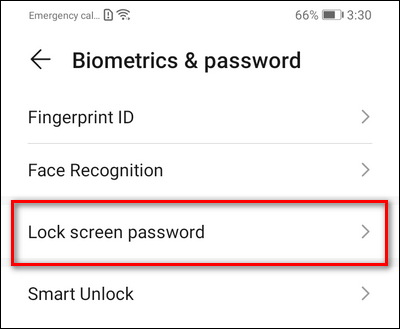 EMUI Lock Screen Password