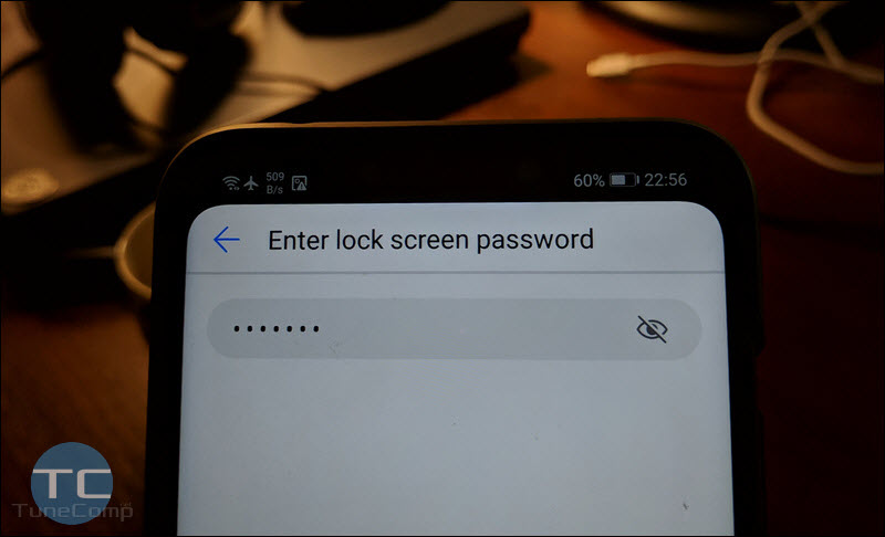 Enter lock screen password Huawei