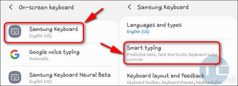 Samsung keyboard - Smart Typing - Galaxy