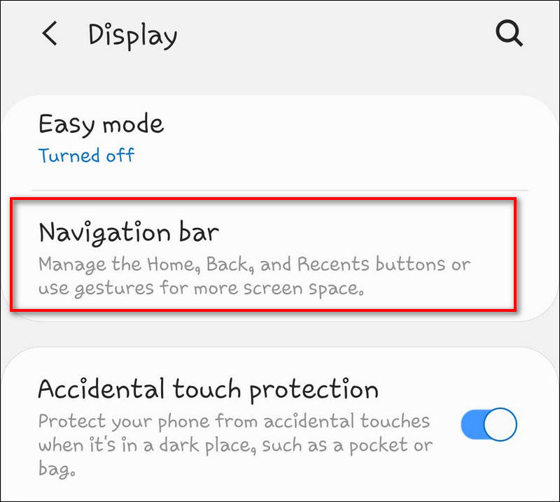 navigation bar settings Galaxy Android 9