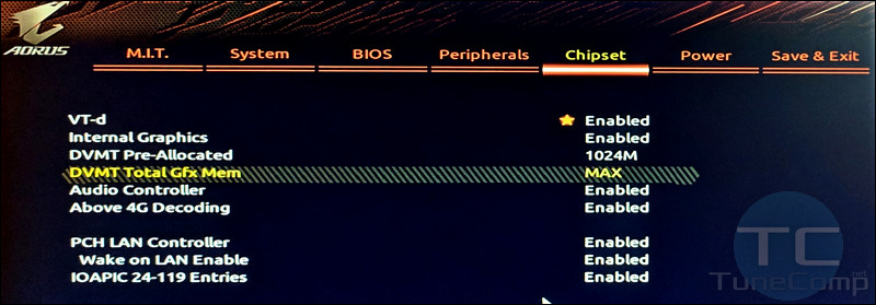 DVMT Pre-Allocated DVMT Total Gfx Mem Max