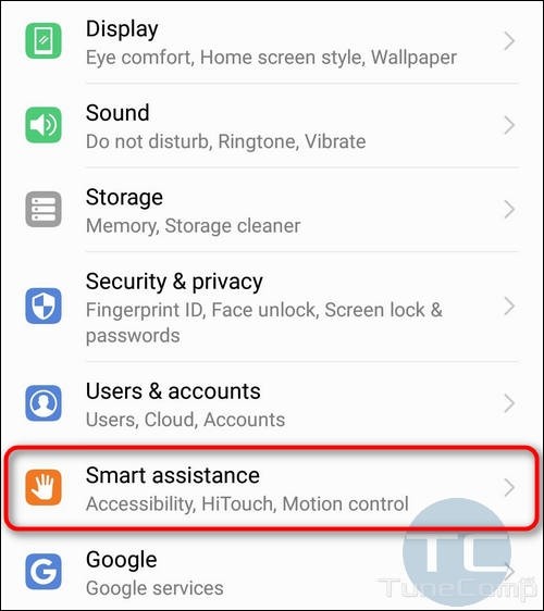 Huawei Settings Smart assistance