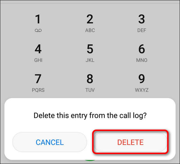 Huawei confirm deletion from recent callers list