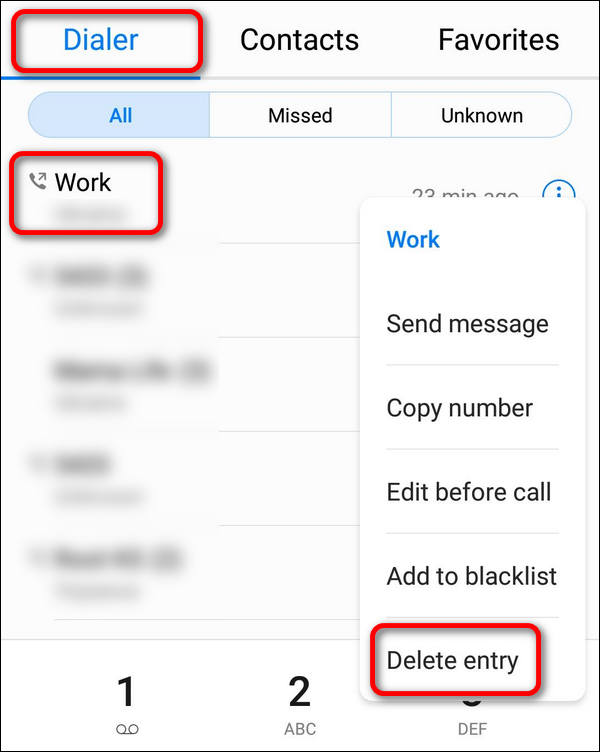 Huawei delete caller from list