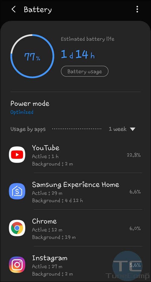 top apps consuming charge Galaxy S10 Android 9