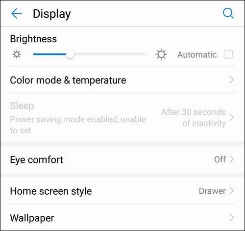 Sleep settings greyed out Huawei