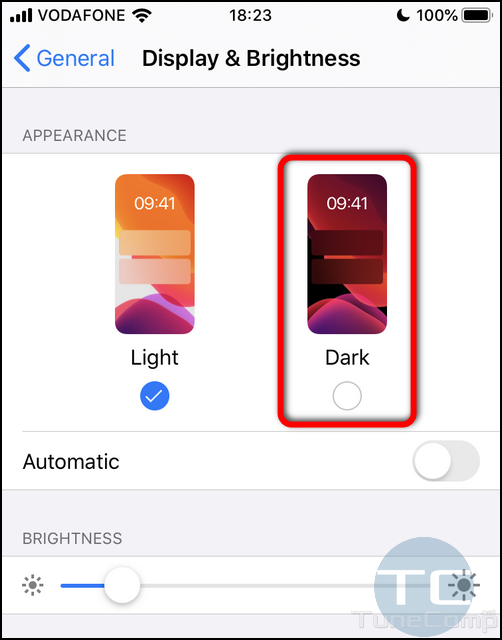 How to enable dark appearance (dark mode) iPhone iOS 13