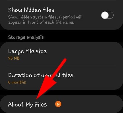 Samsung app about my files