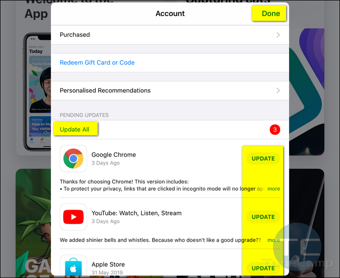 update apps in App Store iOS 13 iPadOS 13