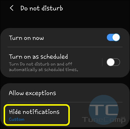 Do Not Disturb Galaxy Phone Hide Notifications