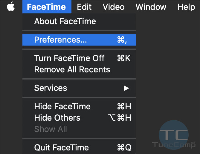Facetime Preferences on Mac