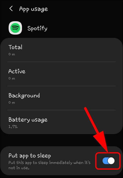 Put app to sleep Galaxy Note 10