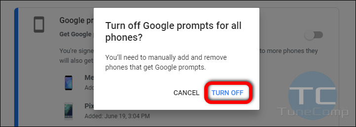 turn off Google prompts on all phones