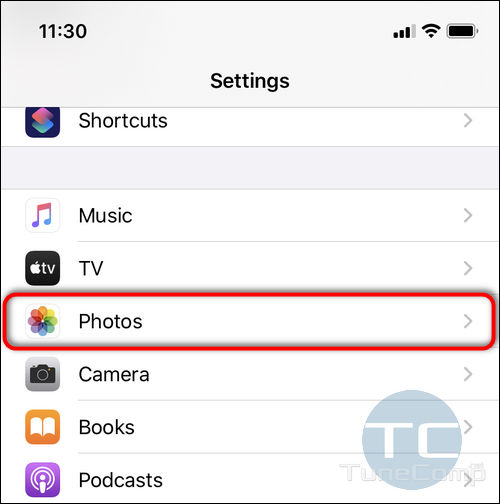Photos settings iPhone iOS 13