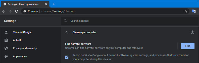 Chrome clean up computer