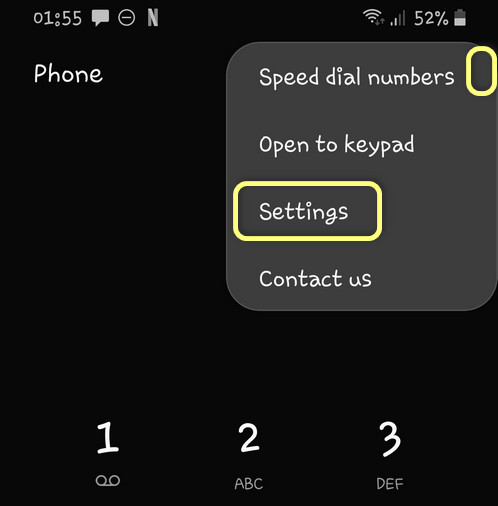 Galaxy Phone app settings OneUI 2