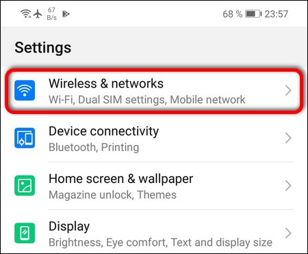 Wireless & networks Huawei EMUI 9