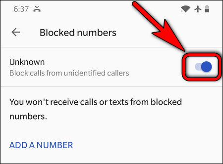 block unidentified caller on OnePlus