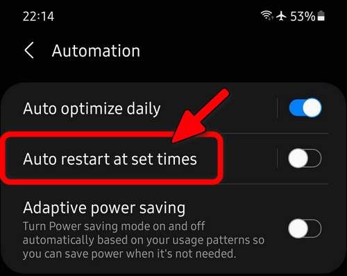 Galaxy S21 auto restart at set times