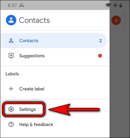 Google Contacts settings
