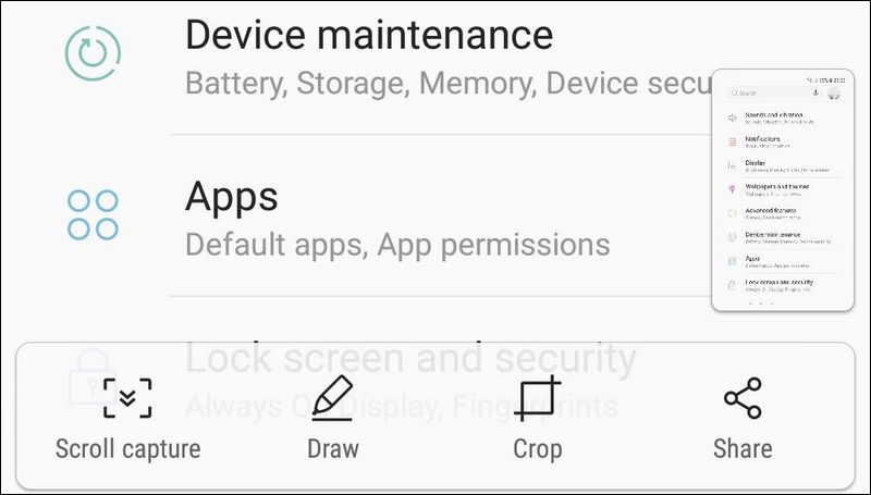 disable screenshot toolbar galaxy S7