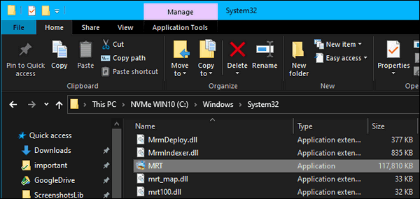 MRT in Windows 10