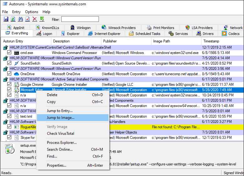 manage startup apps and programs using Autoruns