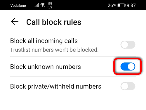 Block strangers on Huawei Phones with EMUI 10.1