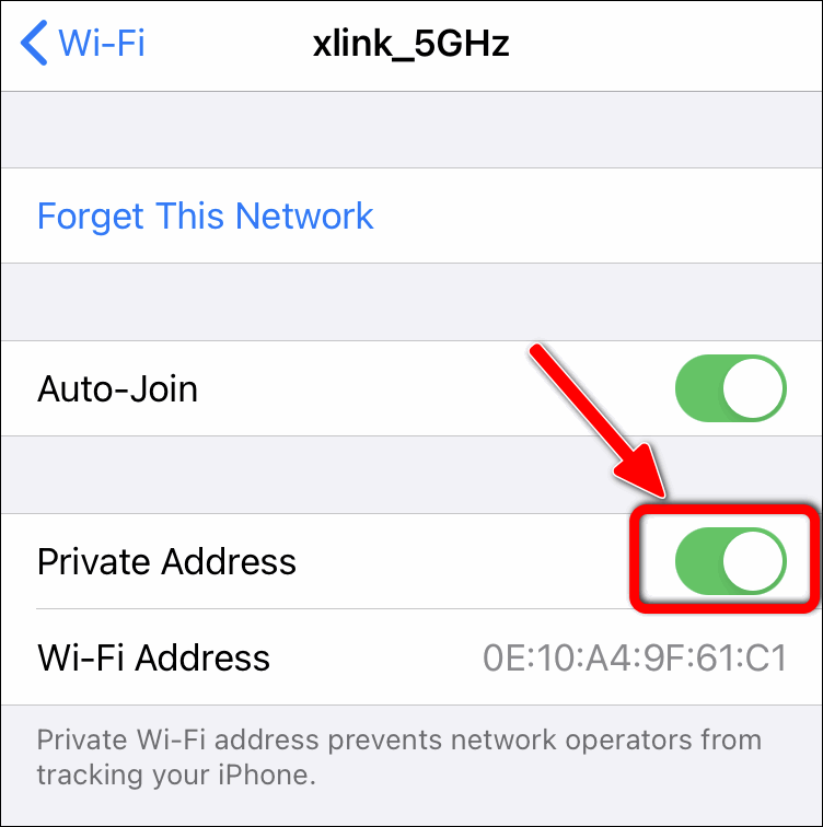 Enable Private address to remove Privacy Warning WiFi iOS 14
