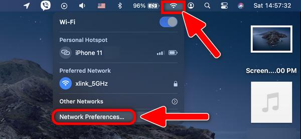 WiFi Network Preferences Status Menu