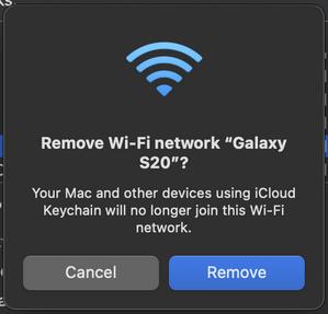 confirm removing wifi hotspot macos