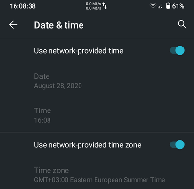 Android 10 Auto Date and time Settings