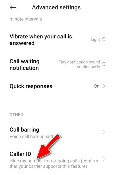 Caller ID settings in MIUI 12